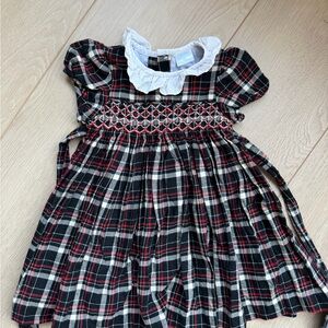 Edgehill collection Plaid Smocked Dress with White collar 9 months